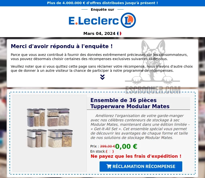 Leclerc Tupperware Arnaque